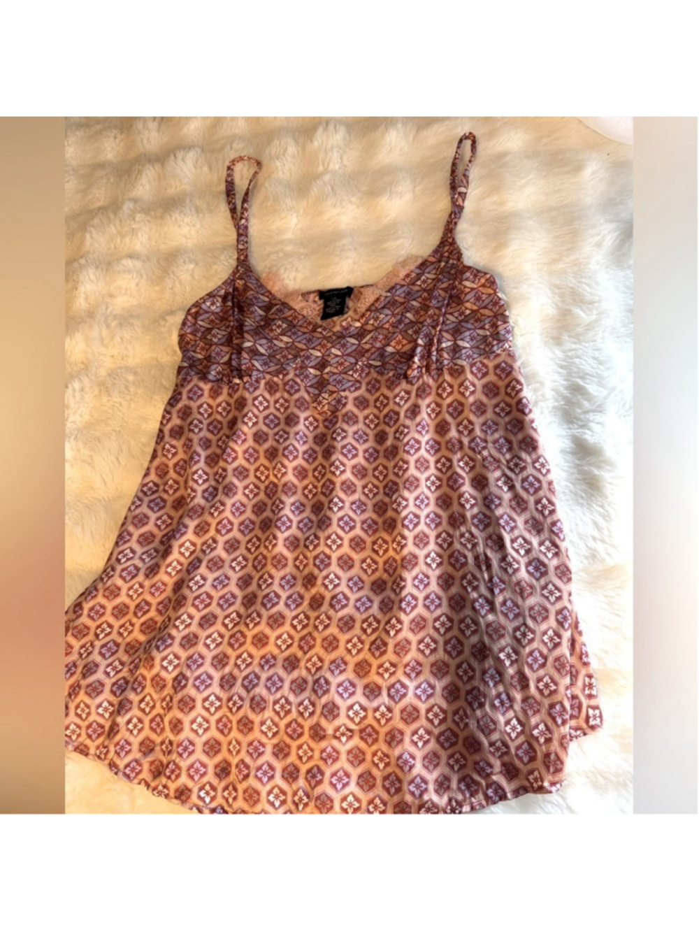 Preowned, Calvin Klein Slip Camisole With Lace and buttons , Size Large